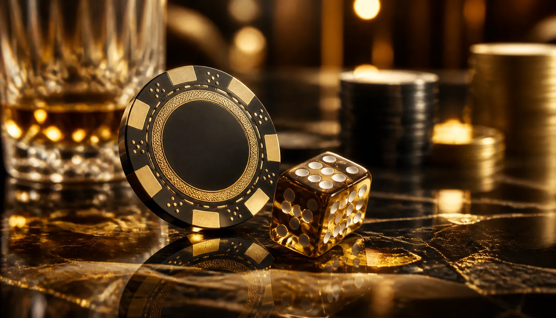 Ornate golden treasure chest overflowing with coins and gems, cinematic warm jewel-toned lighting, luxury casino promotional